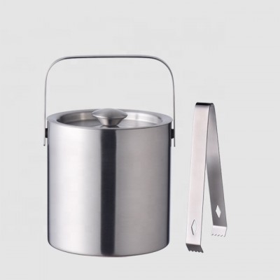 Factory Direct custom 1.3l metal stainless steel ice bucket with lid tongs